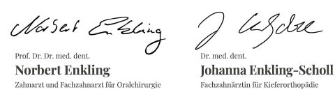 Unterschriften Prof. Dr. Dr. med. dent. Norbert Enkling und Dr. med. dent. Johanna Enkling